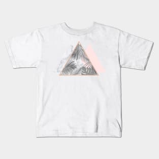 Copper blush gray marble geometric triangles pattern Kids T-Shirt